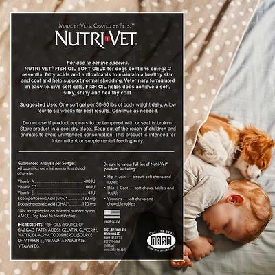 Bundle: Nutri-Vet Fish Oil Dog Softgels, 100 count + Nutri-Vet Shed Defense Dog Soft Chews, 5.3-oz bag