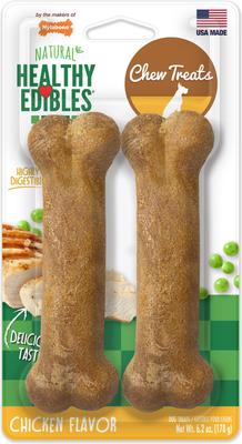 Healthy Edibles Longer Lasting Chicken Flavor Dog Bone Treats, Medium, 2 count
