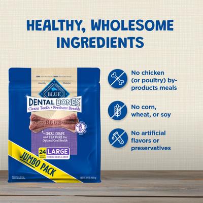 Dental Bones Large Breed Dog Dental Treats, 24 count
