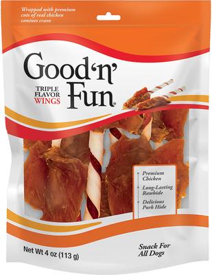 Triple Flavor Wings Chicken, Beef & Pork Hide Dog Chews, 4-oz bag