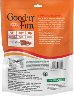 Triple Flavor Wings Chicken, Beef & Pork Hide Dog Chews, 4-oz bag