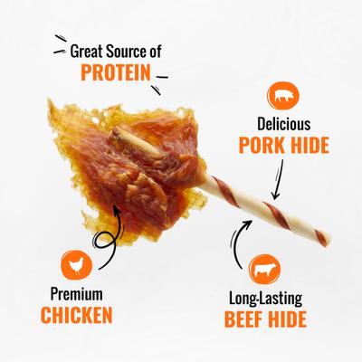 Triple Flavor Wings Chicken, Beef & Pork Hide Dog Chews, 4-oz bag