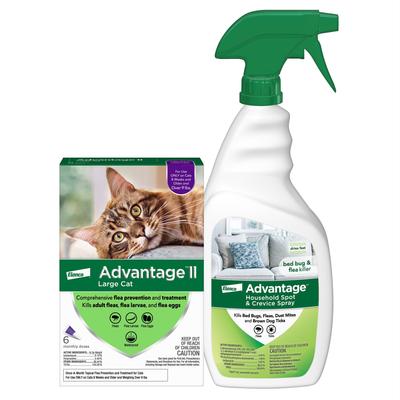 Bundle: Advantage II Flea Spot Treatment for Cats, over 9-lbs + Household Spot & Crevice Spray
