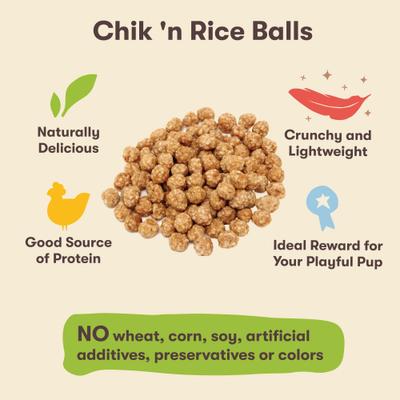 Chik 'n Rice Balls Dog Treats, 1-lb bag