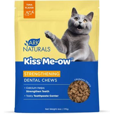 Kiss Me-Ow - Masticables dentales fortalecedores de atún para gatos, crujientes premios, bolsa de 85 g