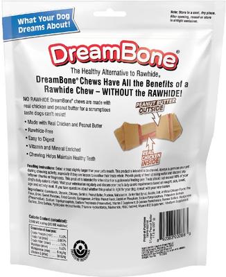 Peanut Butter Flavored Rawhide-Free Large Hard Chew Dog Treats, 3 count