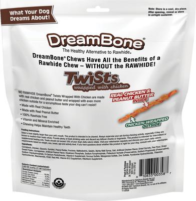 Peanut Butter Twists Wrapped with Chicken Rawhide-Free Hard Chew Dog Treats, 36 count