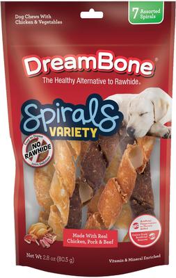 Spirals Variety Pack Real Chicken, Beef, Bacon, Cheese, Sweet Potato & Wholesome Vegetables Rawhide-Free Dog Chews, 18 count