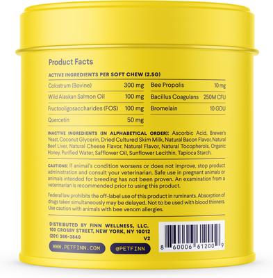 Bundle: Finn Allergy & Itch Beef Liver Flavored Soft Chew Allergy, 90 count + Calming Aid Soft Chew Dog Supplement, 90 count