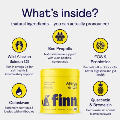 Bundle: Finn Allergy & Itch Beef Liver Flavored Soft Chew Allergy, 90 count + Calming Aid Soft Chew Dog Supplement, 90 count