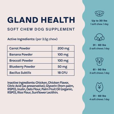 Gland Health Digestive Aid Chew Supplement for Dogs, 30 count