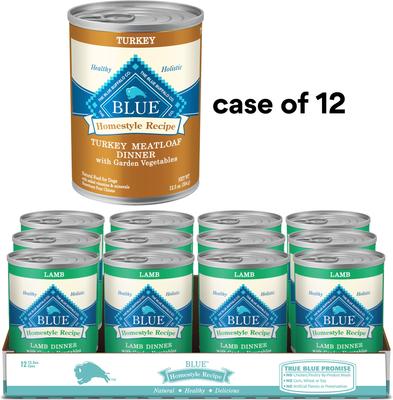 Bundle: Blue Buffalo Homestyle Recipe Turkey Meatloaf Dinner with Garden Vegetables + Lamb Dinner with Garden Vegetables Canned Dog Food