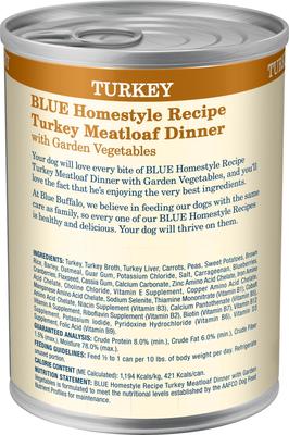Bundle: Blue Buffalo Homestyle Recipe Turkey Meatloaf Dinner with Garden Vegetables + Lamb Dinner with Garden Vegetables Canned Dog Food