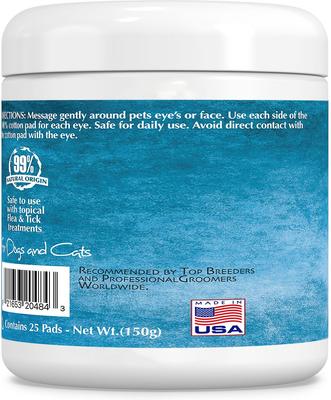 Eye-Care Unscented Pads Dog, Cat & Small Pet Eye Wipes, 5.2-fl oz bottle