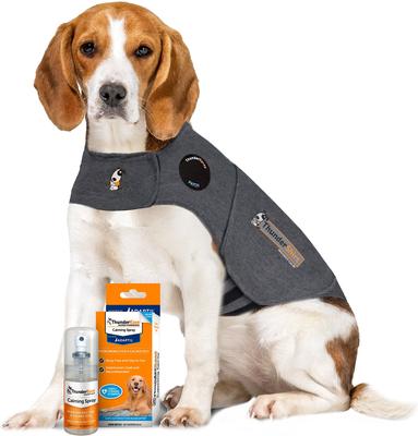 Bundle: ThunderShirt Classic Anxiety & Calming Vest, Heather Grey, X-Small + ThunderEase Pheromone Spray for Dogs