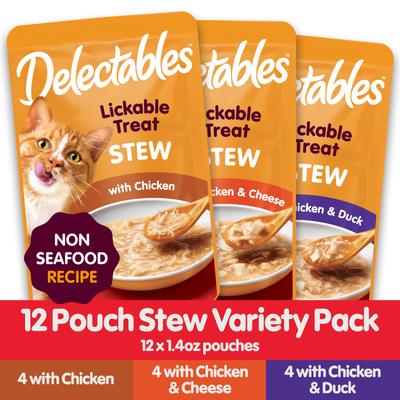 Bundle: Hartz Delectables Stew Variety Pack + Bisque Variety Pack Lickable Cat Treats