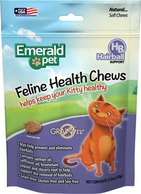 Bundle: Vetoquinol Laxatone Lubricant for Hairballs Tuna Flavored Cat Oral Gel, 4.25-oz tube & Emerald Pet Chicken Flavored Hairball Formula Grain-Free Cat Chews, 2.5-oz bag