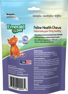 Bundle: Vetoquinol Laxatone Lubricant for Hairballs Tuna Flavored Cat Oral Gel, 4.25-oz tube & Emerald Pet Chicken Flavored Hairball Formula Grain-Free Cat Chews, 2.5-oz bag