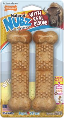 Nubz WILD Natural Long Lasting Edible Bison Flavor Jumbo Dog Chew Treat, 2 count