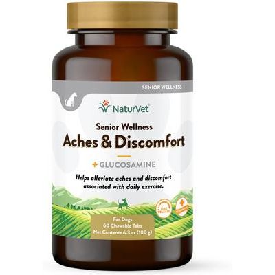 NaturVet, Soreness Relief Senior, glucosamina y boswellia para perros mayores, tocino ahumado, 60 tabletas