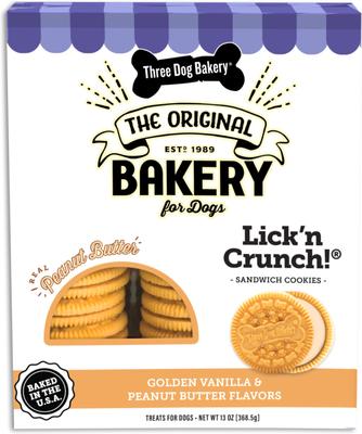 Lick'n Crunch Carob & Peanut Butter Sandwich Cookies Dog Treats, 13-oz box