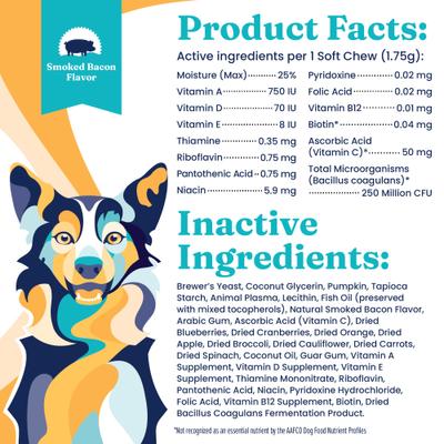 PetVites Multivitamin Soft Chews Vitamin C & B12 Supplement for Dogs, 120 count