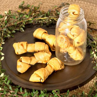 American Beefhide 4 to 5-inch Knotted Bones Chicken Flavored Chewy Dog Treats, 8 count