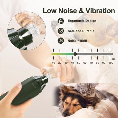 N60 6-Speed Electric Rechargeable Cat & Dog Nail Grinder, Army Green