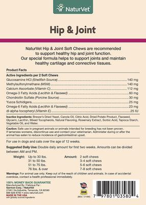 Hip & Joint Soft Chews Joint Supplement for Cats & Dogs, 120 count
