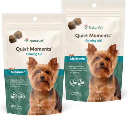 Quiet Moments Plus Melatonin Soft Chews Calming Supplement for Dogs, 65 count