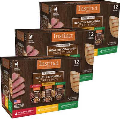 Paquete variado Healthy Cravings, alimento húmedo para perros sin cereales, bolsa de 3 oz, paquete de 36