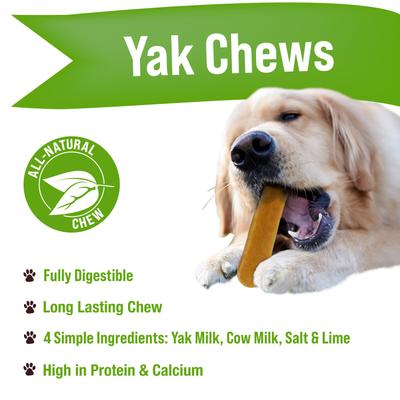 Golosinas grandes para perros Yak Chew, 3 unidades