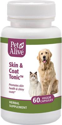 Tónico para piel y pelaje, suplemento para perros y gatos con brillo y lustre, 60 unidades