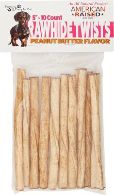 Chicken Flavored Rawhide Twist Dog Treat, 5-in, 10 count