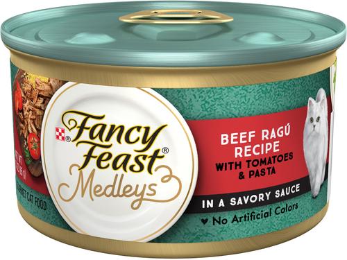 Medleys in Gravy Beef Ragu Recipe with Tomatoes & Pasta in a Savory Sauce Wet Cat Food, 3-oz can, case of 24