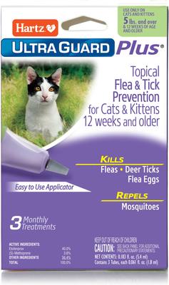 UltraGuard Plus Flea & Tick Spot Treatment for Cats, over 5 lbs, 3 Doses (3-mos. supply)
