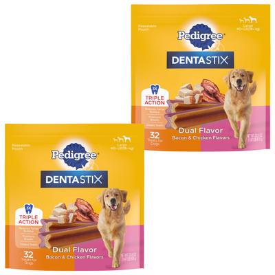 Dentastix Dual Flavored Bacon & Chicken Flavored Large Dental Dog Treats, 64 count