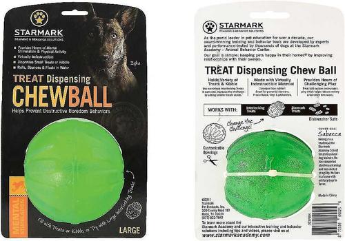 Bundle: Starmark Treat Dispensing Chew Ball Tough Dog Toy, Large + Starmark Interactive Dog Treats, 5.5-oz bag