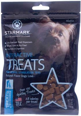 Bundle: Starmark Treat Dispensing Chew Ball Tough Dog Toy, Large + Starmark Interactive Dog Treats, 5.5-oz bag