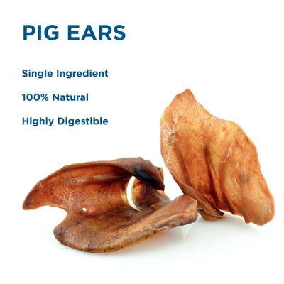 Pig Ears Natural Chew Dog Treats, 12 count