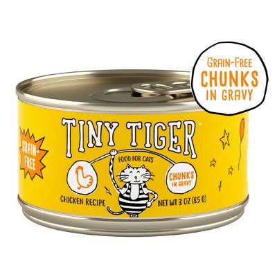 Bundle: Tiny Tiger Chunks in Gravy Chicken Recipe Grain-Free Canned Food + Fancy Feast Gravy Lovers Chicken Feast in Grilled Chicken Flavor Gravy Canned Cat Food