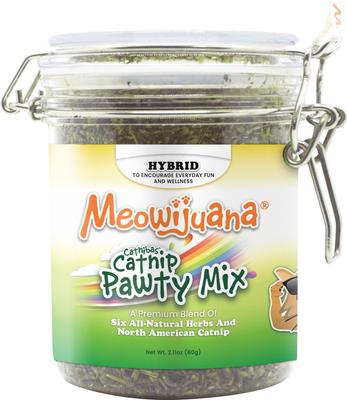 Bundle: Meowijuana Catnip Pawty Mix, 60-g jar + Meowijuana Refillable Get Buzzed Catnip Bee Cat Toy