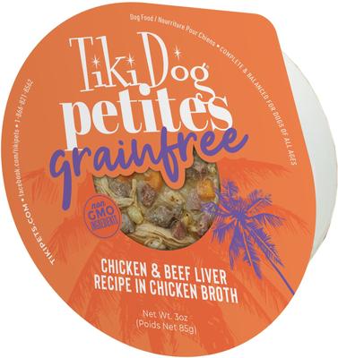 Petites Grain-Free Chicken & Beef Liver Wet Dog Food, 3-oz cup, case of 4