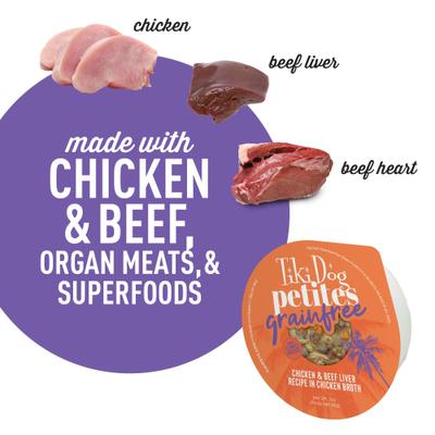 Petites Grain-Free Chicken & Beef Liver Wet Dog Food, 3-oz cup, case of 4
