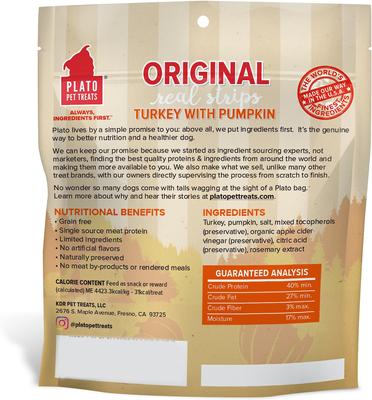 Real Strips Turkey with Pumpkin Grain-Free Dog Treats, 3-oz bag