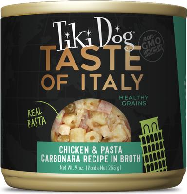 Taste of the World Italy NON GMO Chicken & Pasta Carbonara Recipe Wet Dog Food, 9-oz can, case of 8