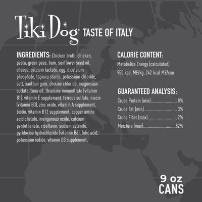 Taste of the World Italy NON GMO Chicken & Pasta Carbonara Recipe Wet Dog Food, 9-oz can, case of 8