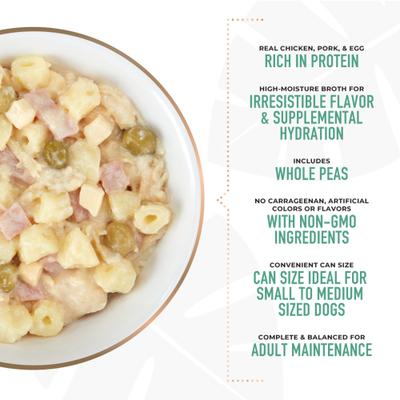 Taste of the World Italy NON GMO Chicken & Pasta Carbonara Recipe Wet Dog Food, 9-oz can, case of 8