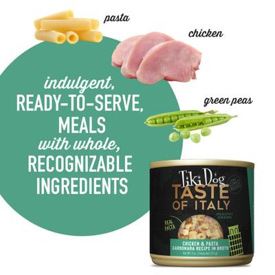 Taste of the World Italy NON GMO Chicken & Pasta Carbonara Recipe Wet Dog Food, 9-oz can, case of 8