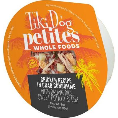 Alimento húmedo para perros Petites Whole Foods Adult, sin OMG, con pollo en consomé de cangrejo, 85 g (paquete de 4)